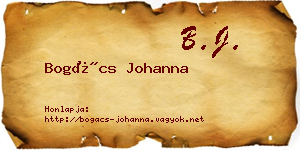 Bogács Johanna névjegykártya